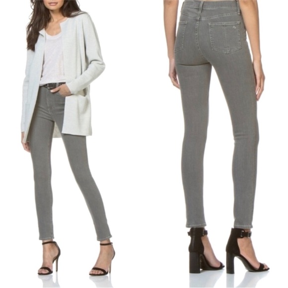 NWT Rag & Bone High Rise Skinny Coated Rin Gray Denim Jeans Womens 23 - Picture 2 of 16